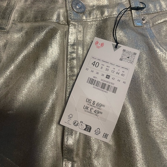 Zara TRF mid waist loose foil Jeans - Picture 15 of 15